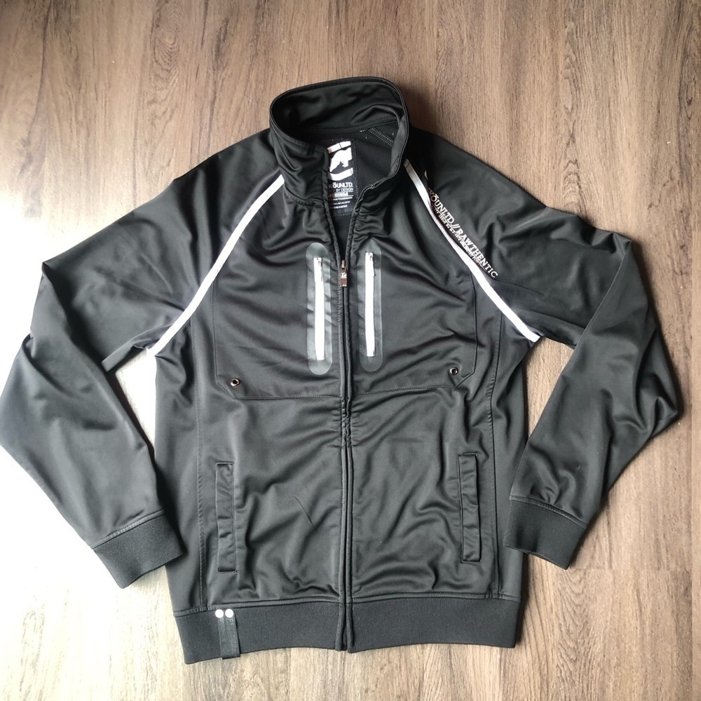 Ecko Unlimited Track Jacket Men’s Medium Black Full Zip Reflective Pockets
